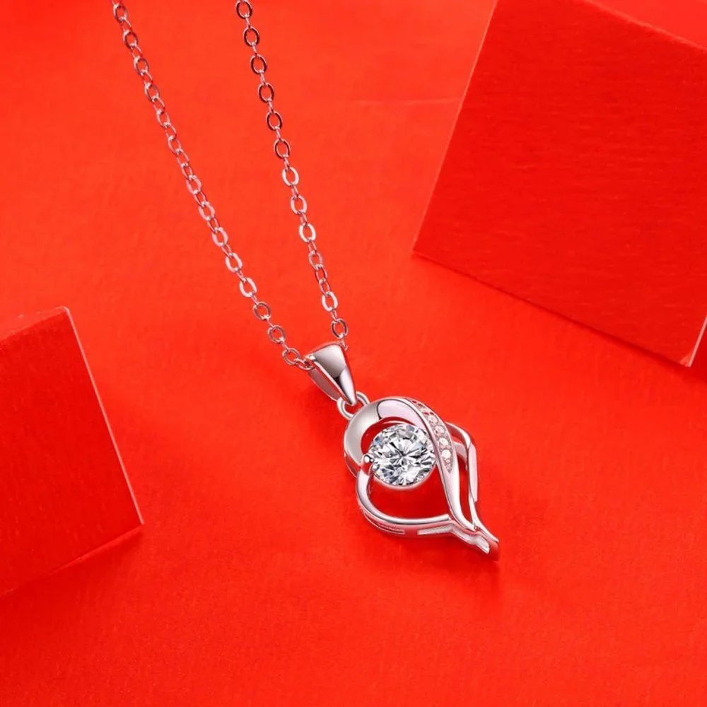 Certified 1/2 ct. t.w. Moissanite Diamond Heart Pendant Necklace NEW - Picture 4 of 13
